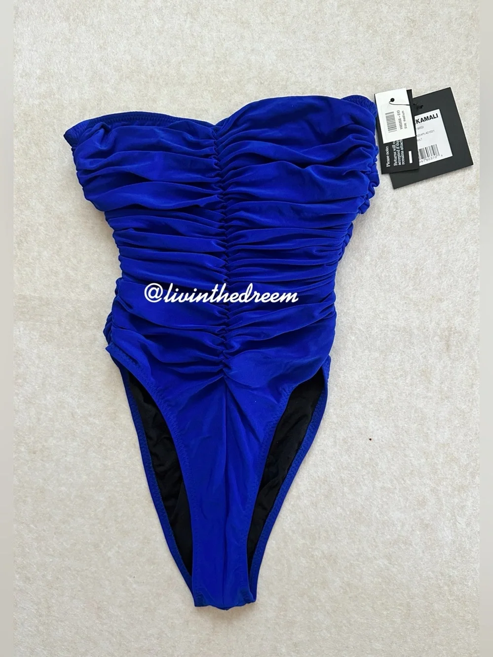 Norma Kamali - Slinky Marissa Strapless Ruched One Piece Swimsuit SZ M